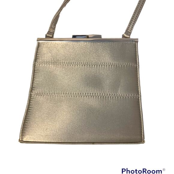 Nine West - small evening bag, silver metallic material, EUC - Picture 2 of 10